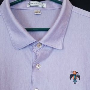 Peter Millar purple pin stripe polo bird logo I300